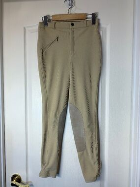 TuffRider Women’s Equestrian Riding Breeches Tan Knee Patch Size XS (Approx.)